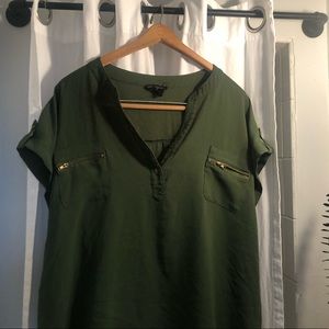 Green oversized dress shirt with green accents